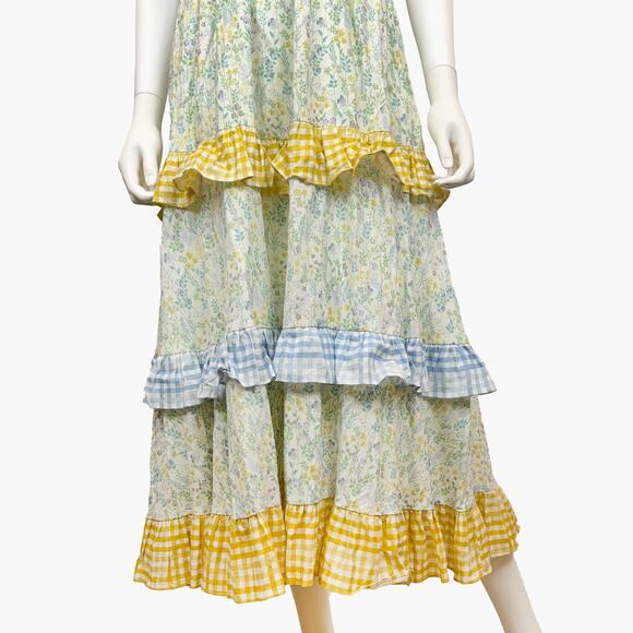 NWT AURA "See The Sights" Sage Floral Print Tiered Maxi Dress (Multi | Size XS) - Picture 7 of 12